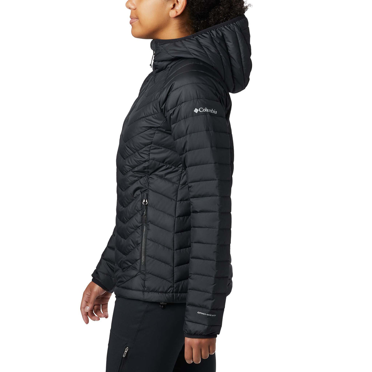 Columbia Powder Lite manteau doudoune sport à capuche noir pour femme lateral