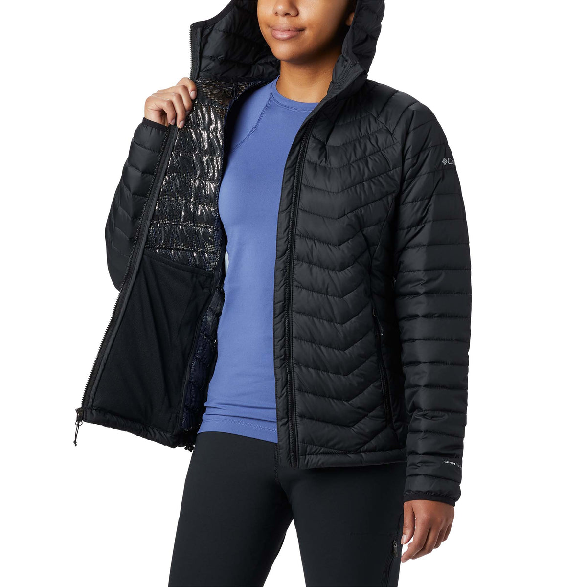 Columbia Powder Lite manteau doudoune sport à capuche noir pour femme isolant