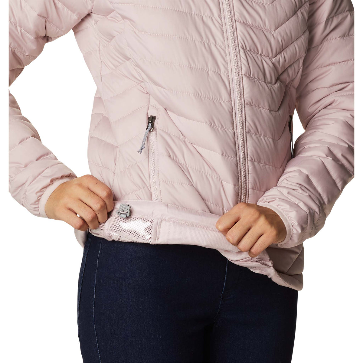 Columbia Powder Lite manteau doudoune sport à capuche rose pour femme taille