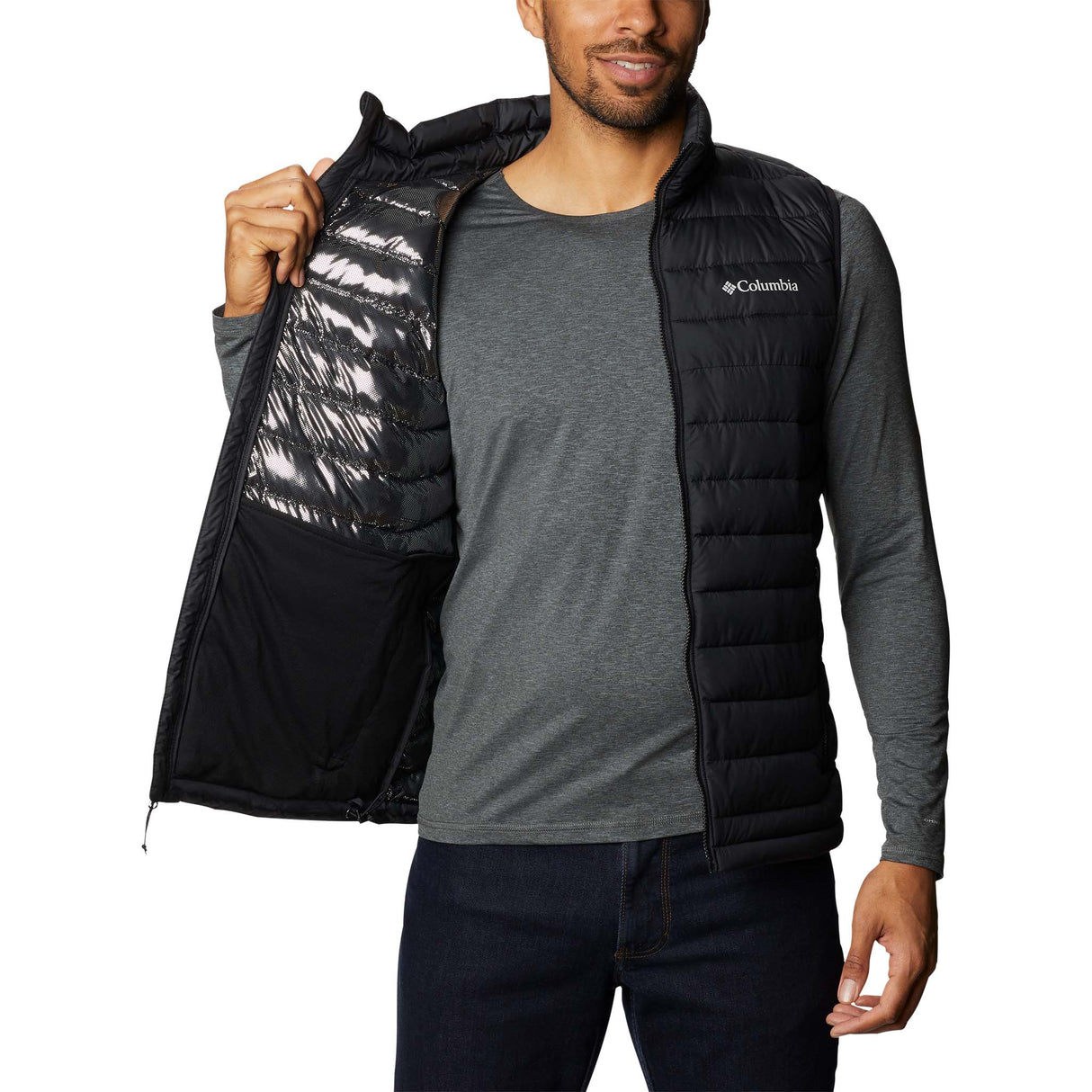 Veste sport sans manches Columbia Powder Lite noir pour homme doublure