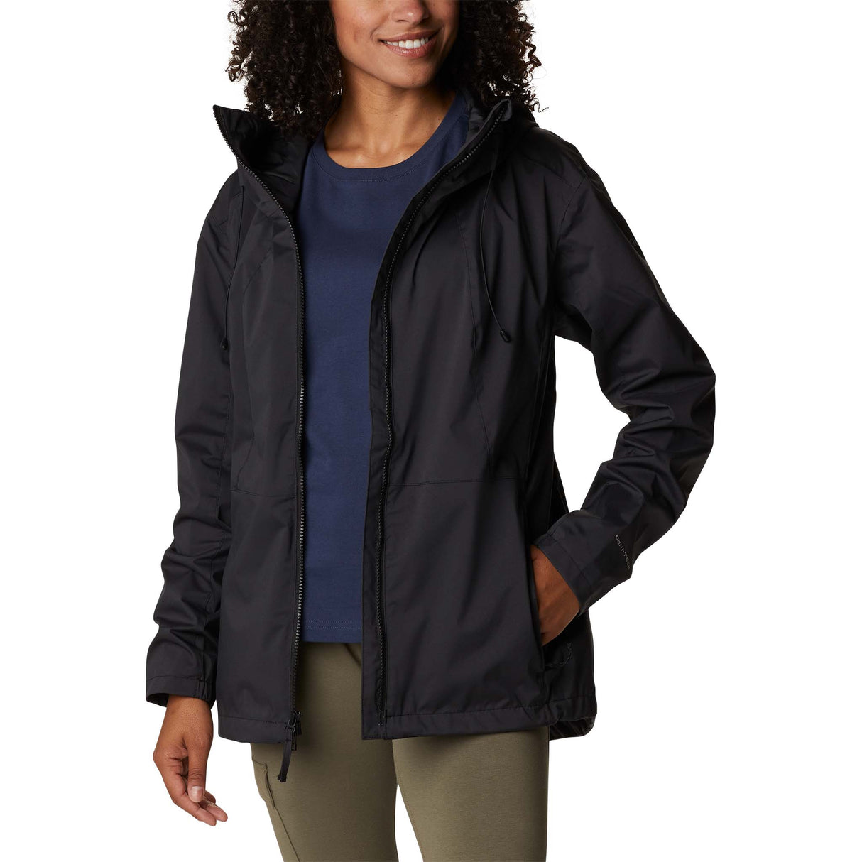 Columbia Sunrise Ridge manteau de pluie coquille noir pour femme ouvert