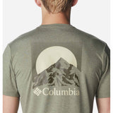 Columbia Tech Trail Graphic T-shirt col rond manches courtes pour homme - Stone Green Heather / Moonscape Graphic