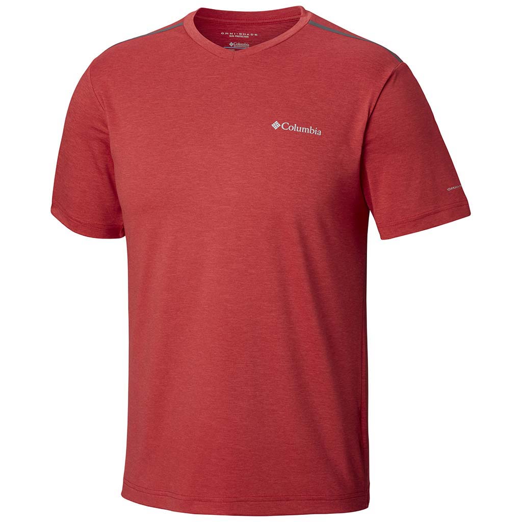 Columbia Tech Trail II t-shirt col en v manches courtes pour homme mountain red