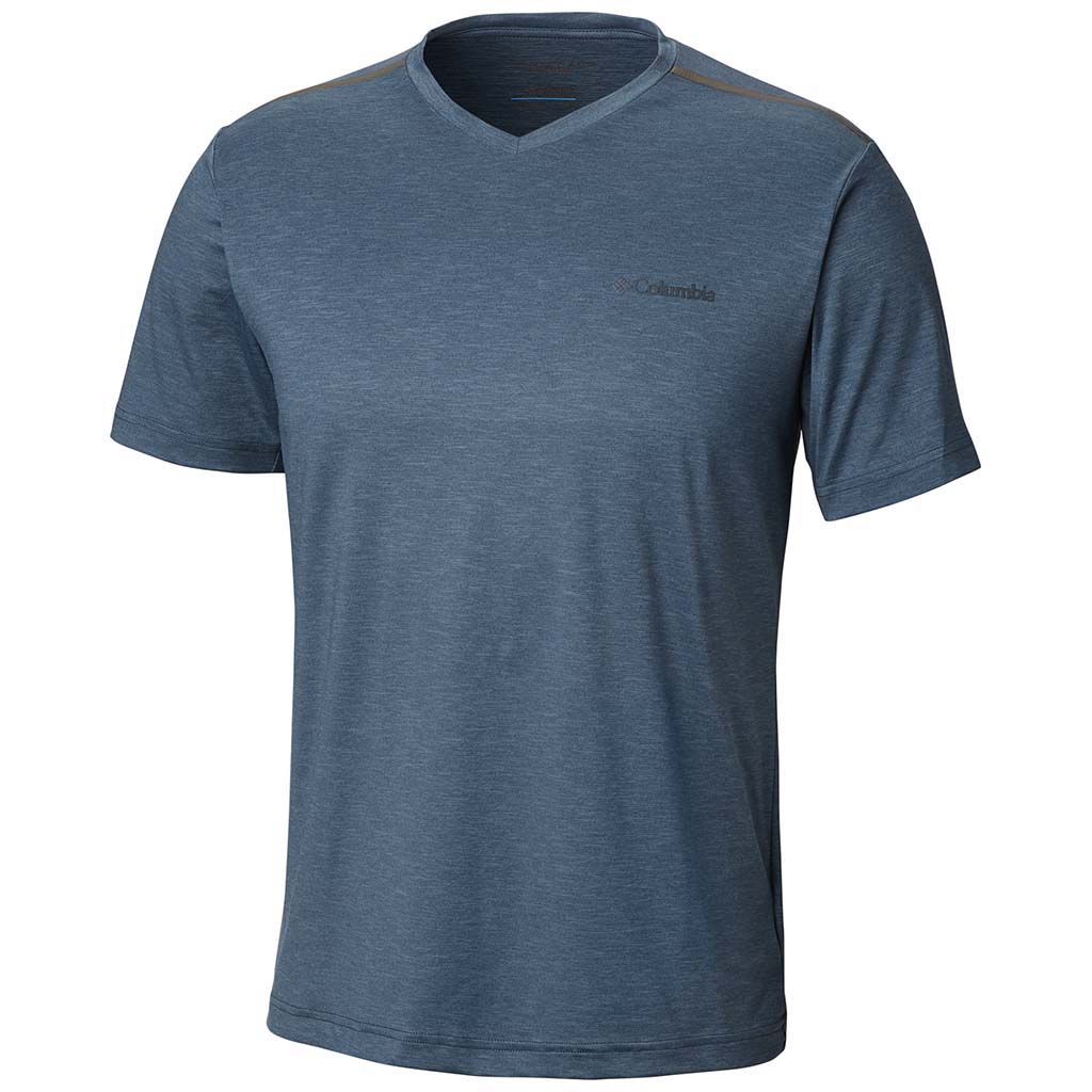 Columbia Tech Trail II t-shirt col en v manches courtes pour homme petrol blue