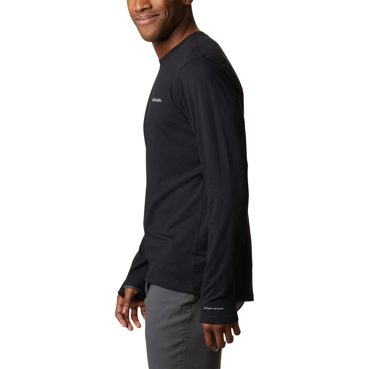 Columbia Tech Trail II t-shirt col rond manches longues noir pour homme lateral