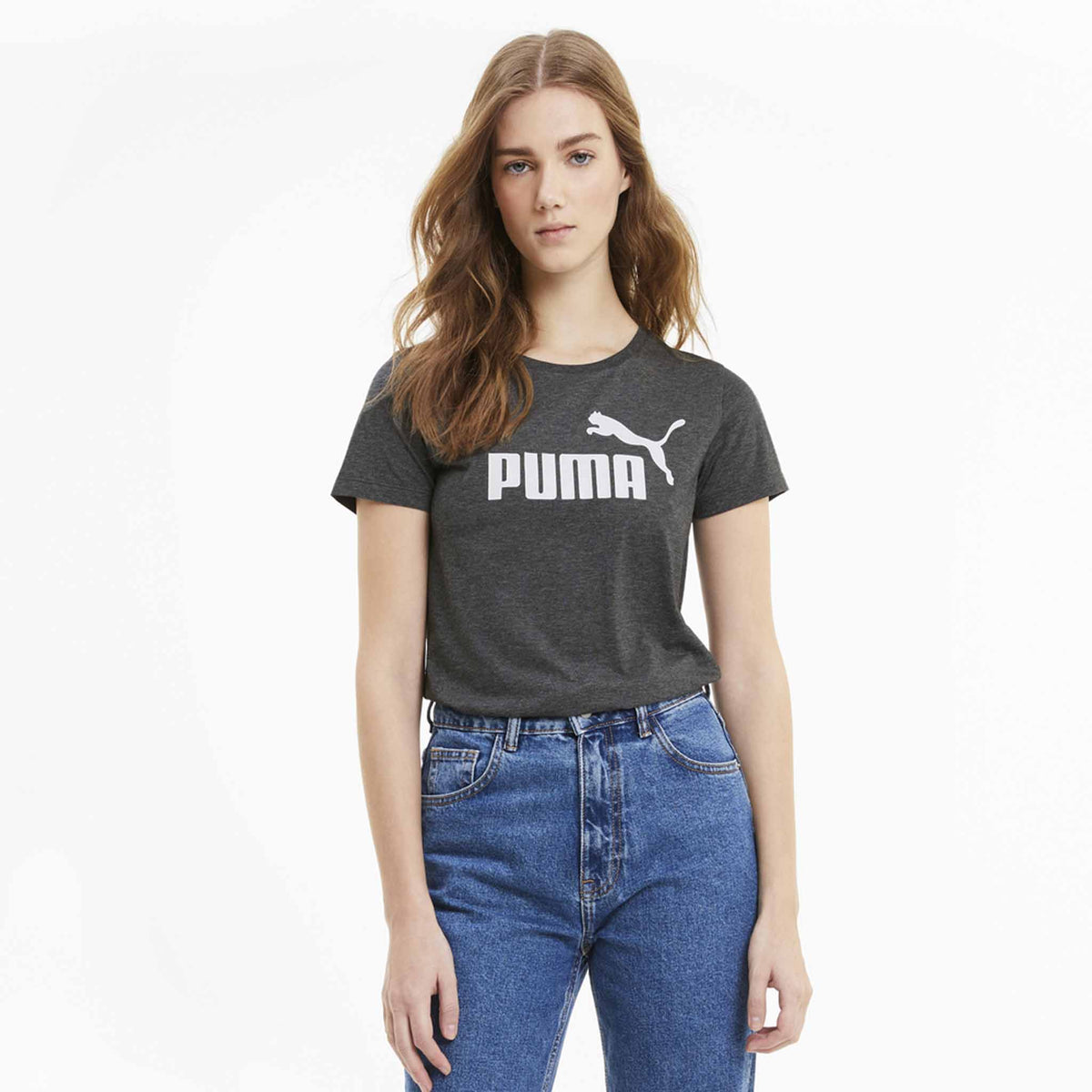 T-shirt Puma Essential chiné noir modèle face