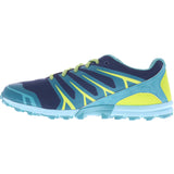 Inov-8 TrailTalon 235 V3 running de course en sentier marine bleu jaune femme lateral