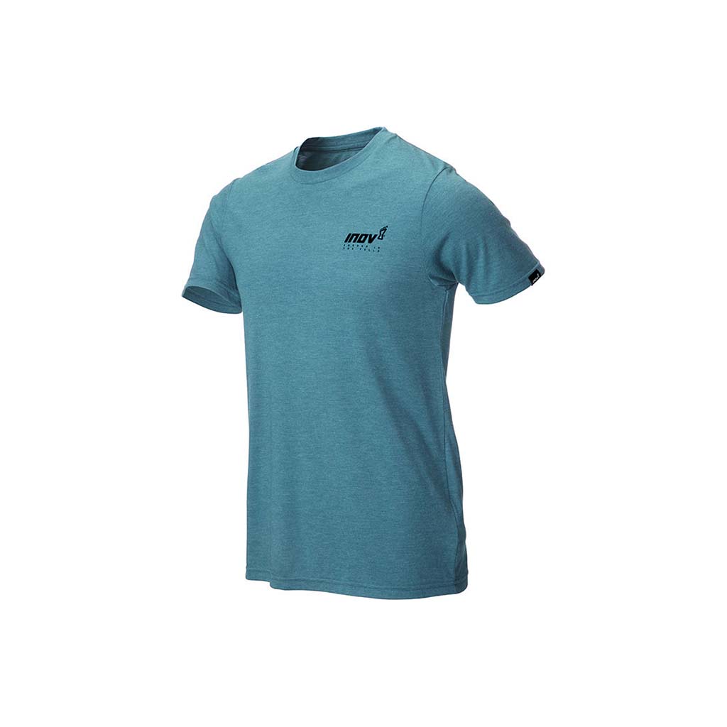 Inov-8 Tri-Blend T-shirt de course a pied manches courtes homme bleu vert