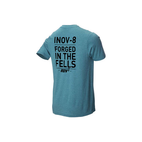 Inov-8 Tri-Blend T-shirt de course a pied manches courtes homme bleu vert dos