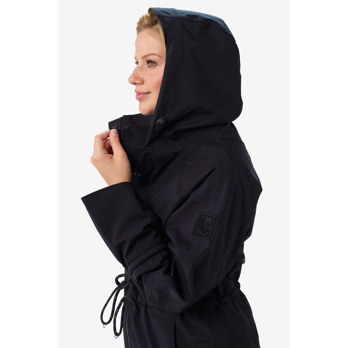 Lole manteau de pluie Piper noir pour femme details capuchon