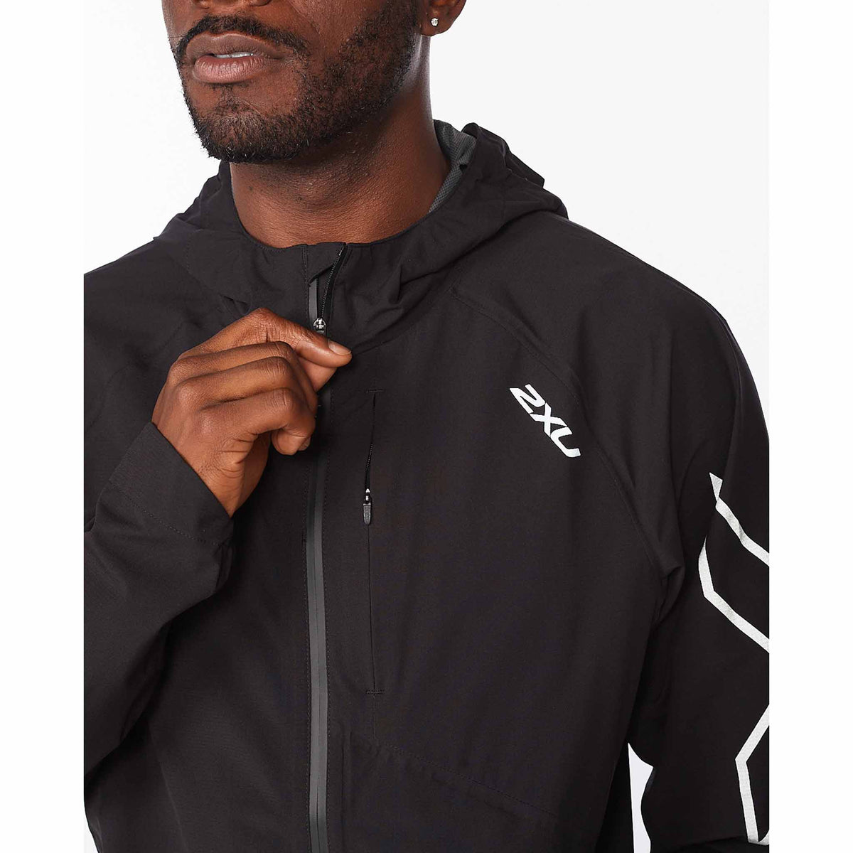 2XU manteau imperméable Light Speed WP Jacket pour homme Noir/Argent zip