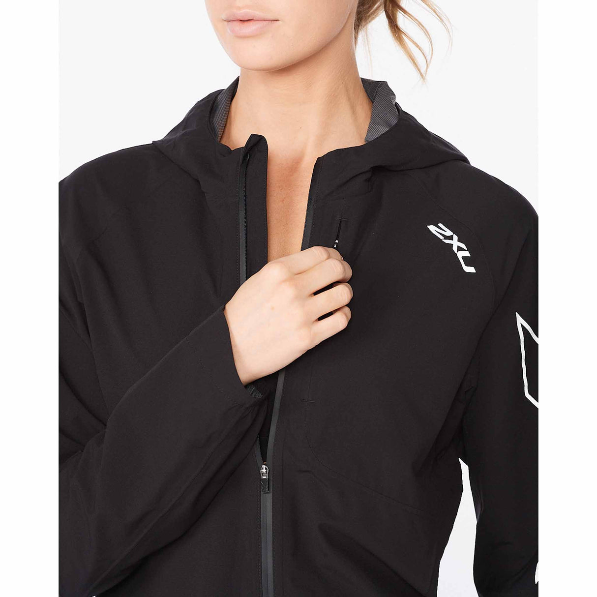 2XU Manteau imperméable Light Speed WP Jacket pour femme Black/Silver Reflective zip