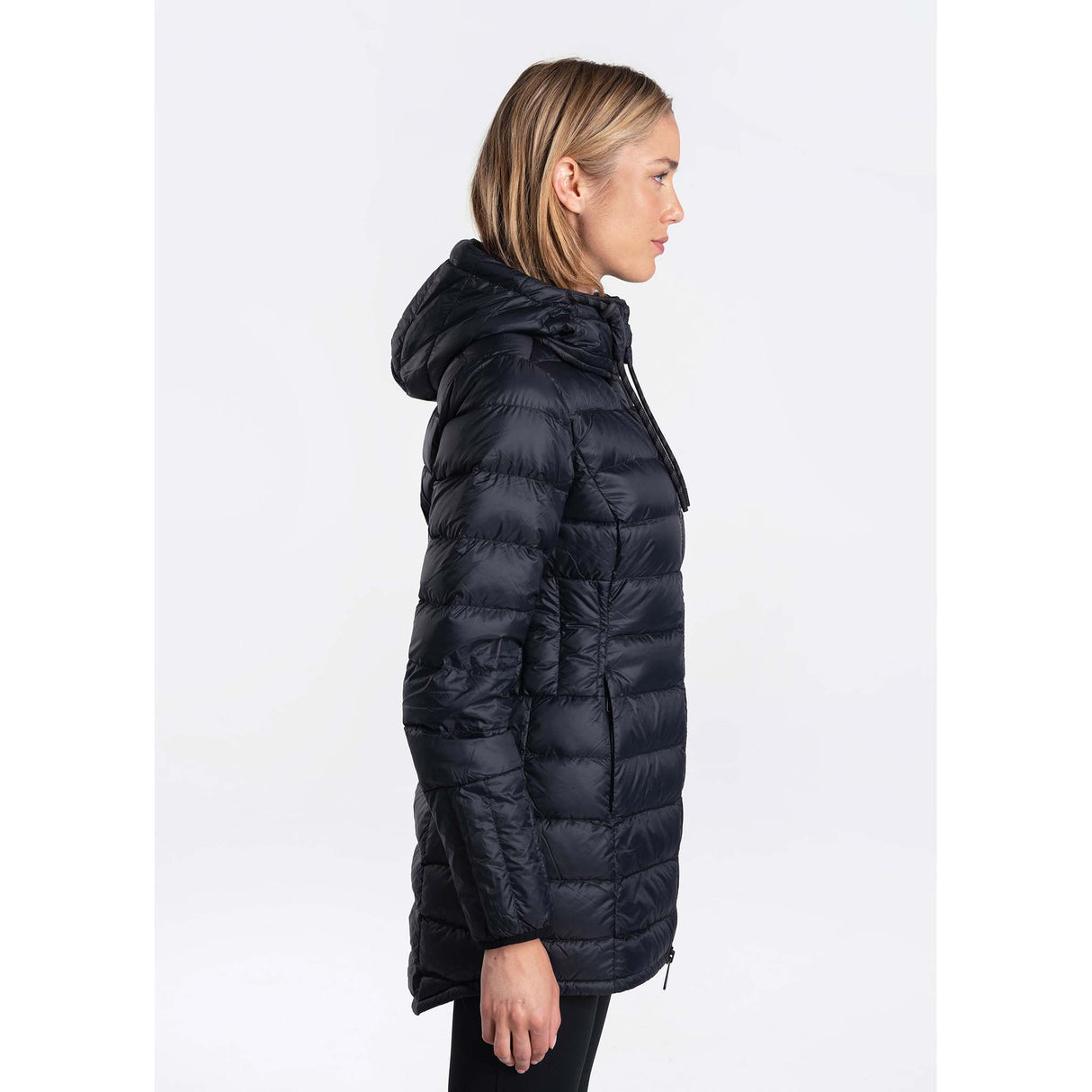 Lolë Claudia manteau long pour femme noir lateral