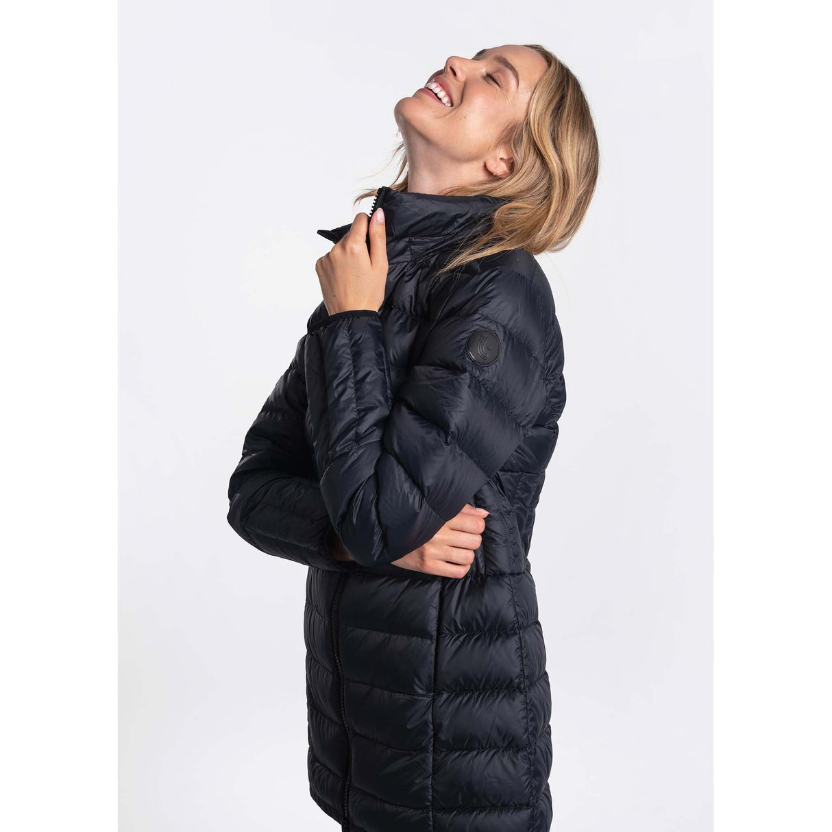 Lolë Claudia manteau long pour femme noir lateral 3