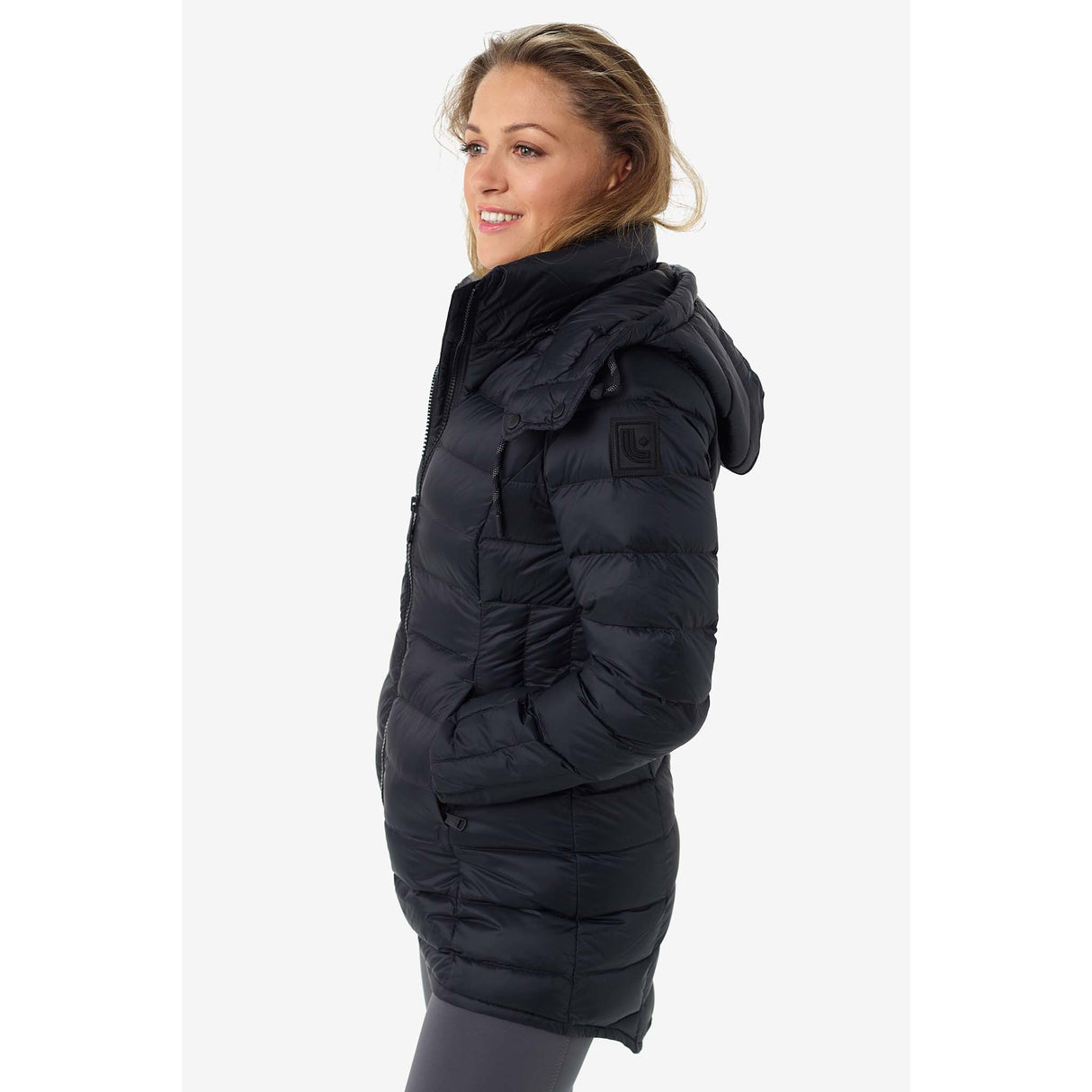 Lole manteau long léger en duvet Claudia noir pour femme lateral