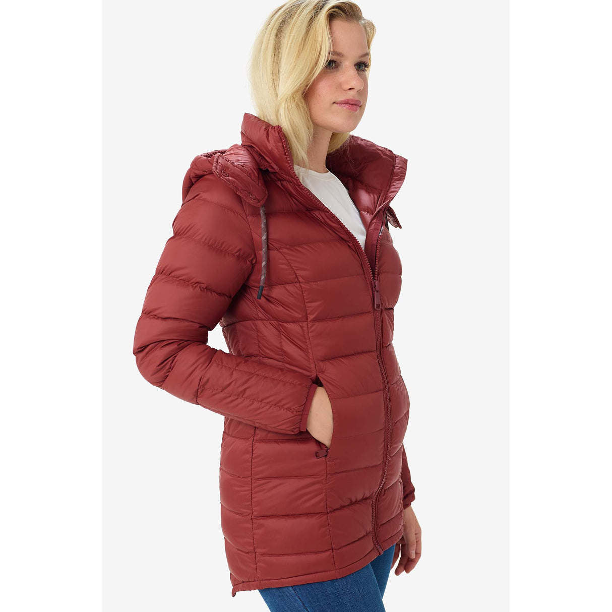 Lole manteau long léger en duvet Claudia saffron pour femme lateral