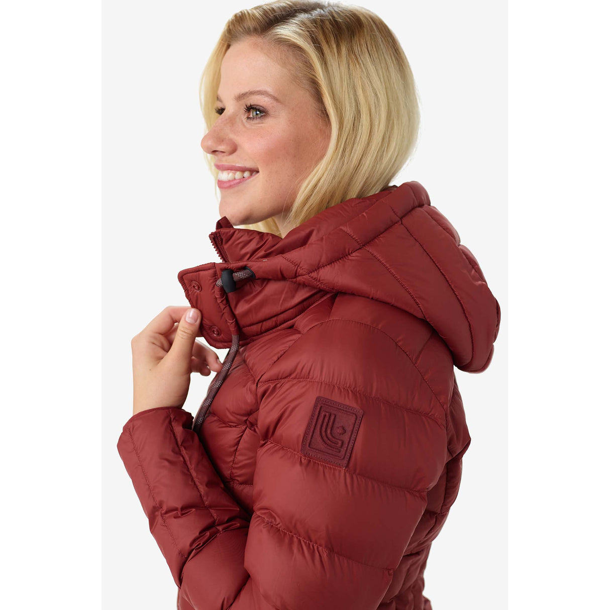 Lole manteau long léger en duvet Claudia saffron pour femme latéral