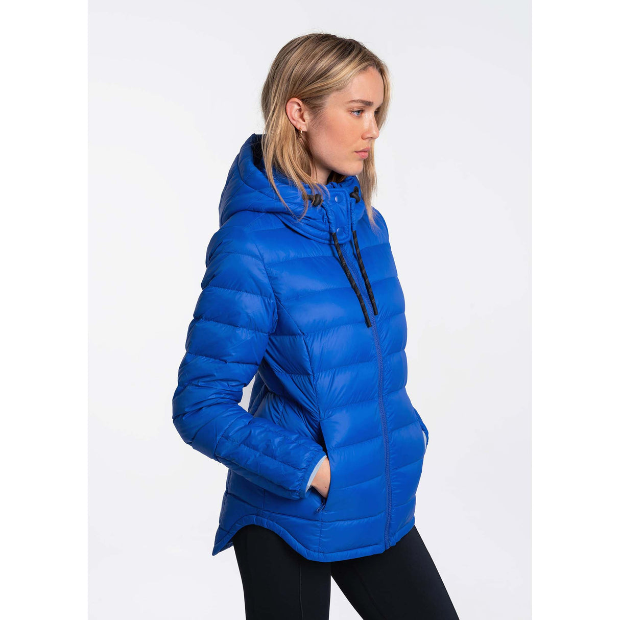 Lolë Emeline manteau en duvet avec capuchon pour femme - lapis lateral