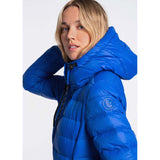 Lolë Emeline manteau en duvet avec capuchon pour femme - lapis détail capuchon