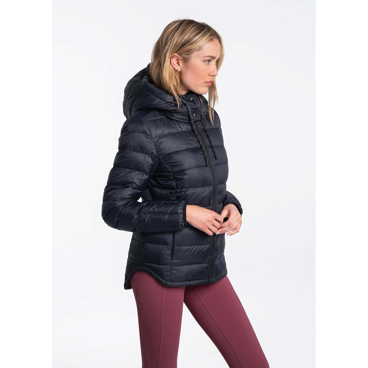 Lolë Emeline manteau en duvet avec capuchon pour femme - noir lateral