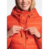 Lolë Emeline manteau en duvet avec capuchon pour femme - paprika detail col