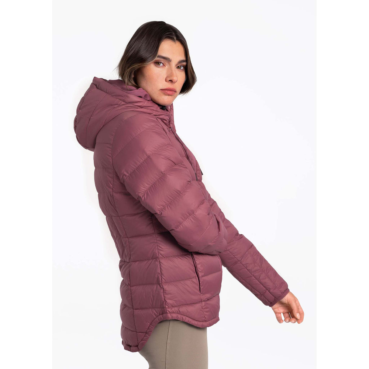 Lolë Emeline manteau en duvet avec capuchon pour femme - chardon lateral