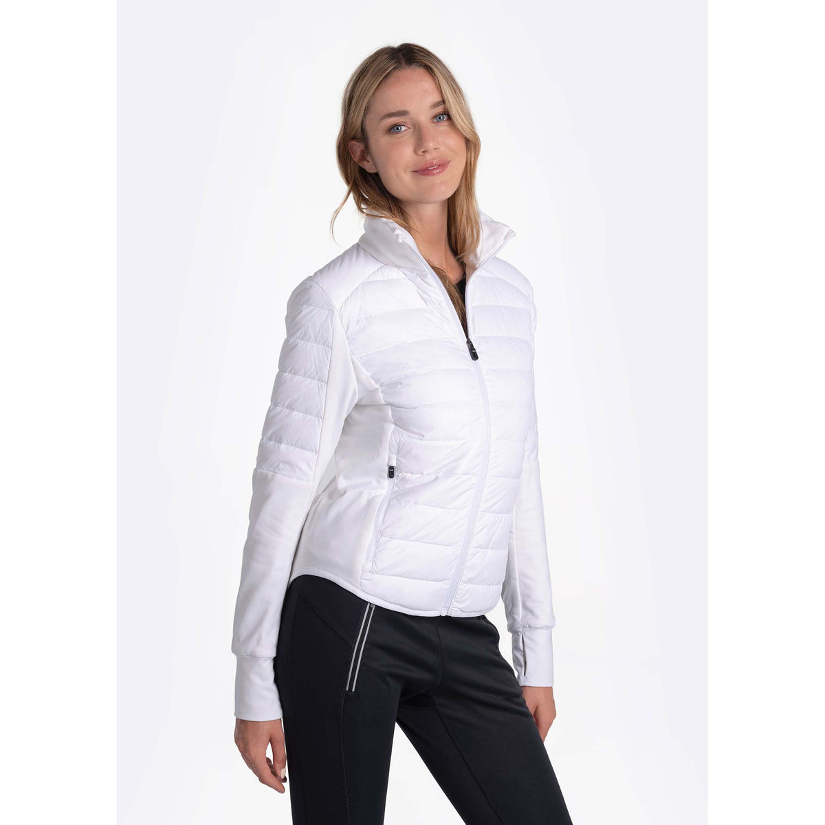 Lolë Just Full Zip cardigan sport blanc pour femme live lateral