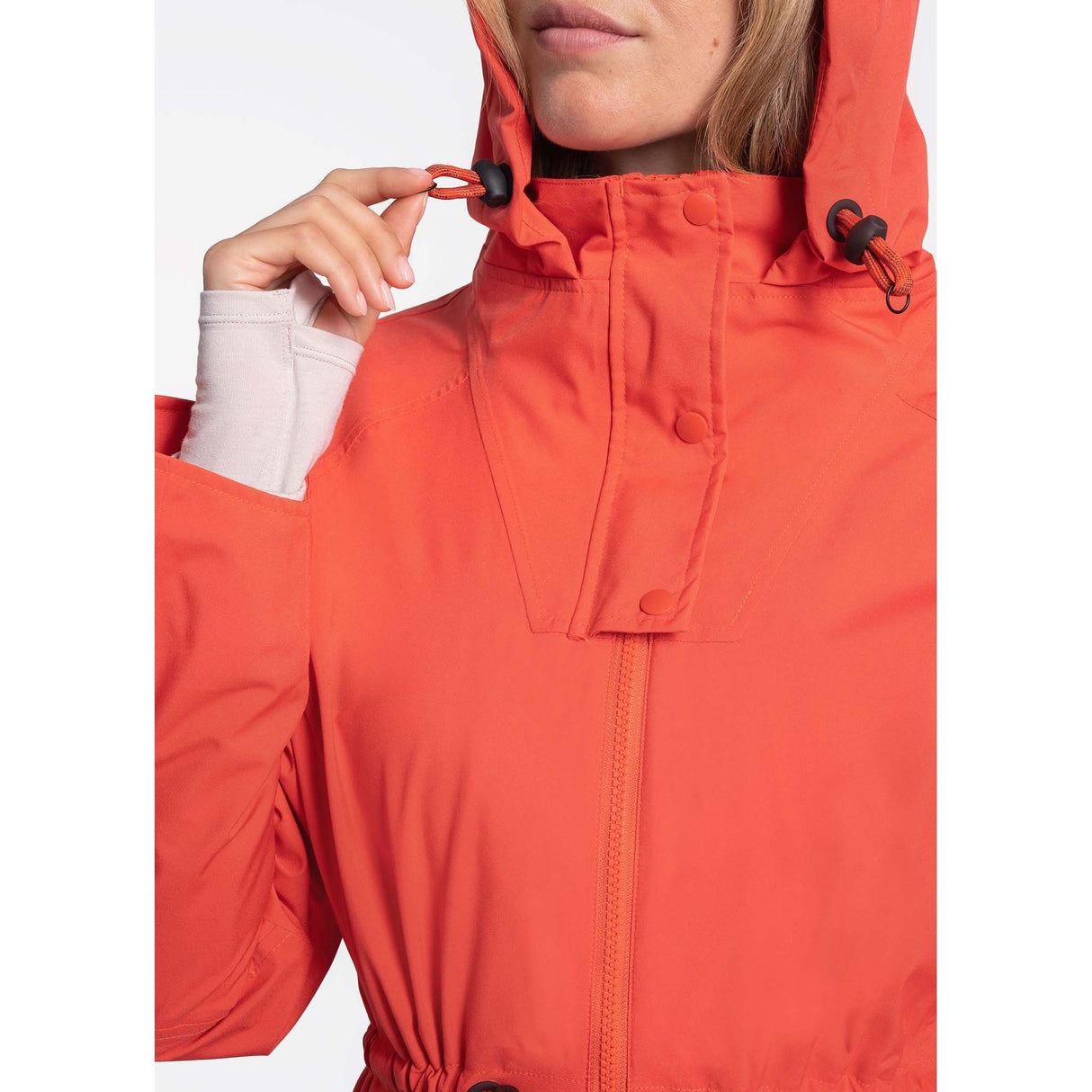 Lole Piper manteau de pluie à capuchon paprika pour femme col