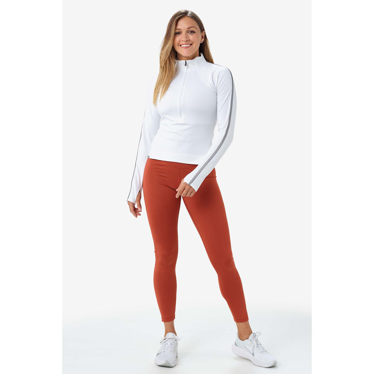 Lole chandail sport manches longues Just blanc pour femme face 2