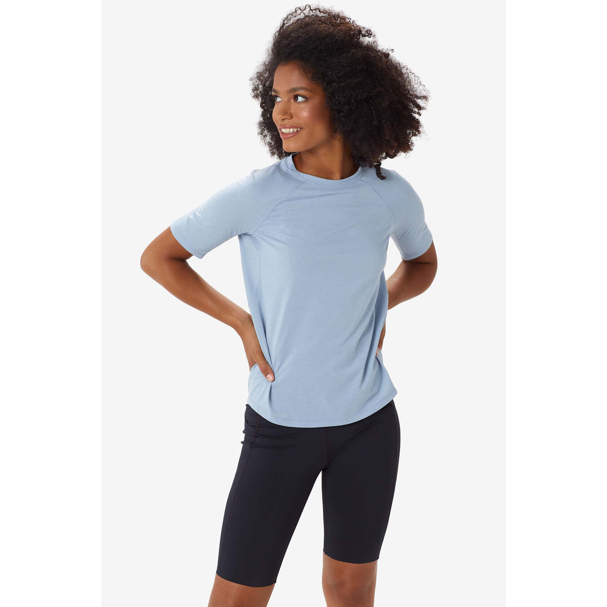 Lole T-shirt sport à manches courtes Performance Wool fog blue pour femme live