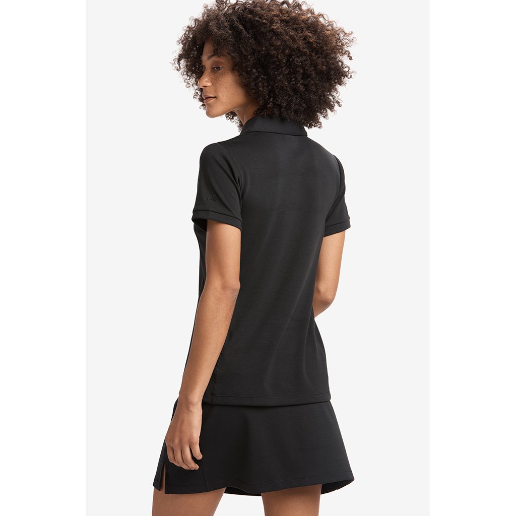 Lole Cross Court polo a manches courtes pour femme noir vue dos