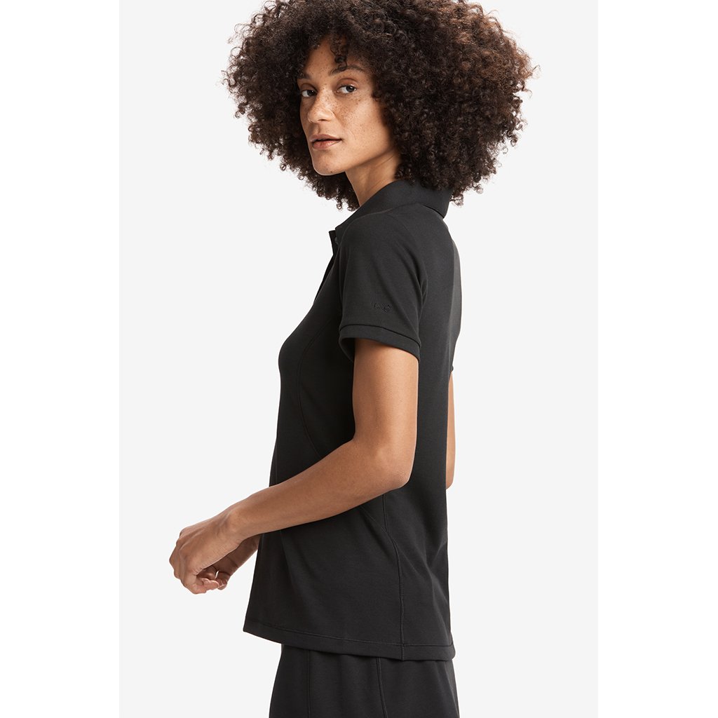 Lole Cross Court polo a manches courtes pour femme noir vue lat