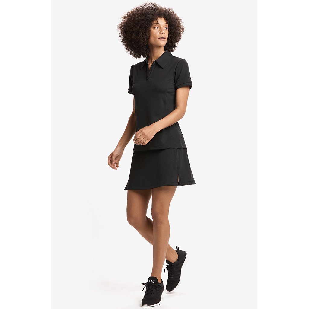 Lole Cross Court polo a manches courtes pour femme noir lv