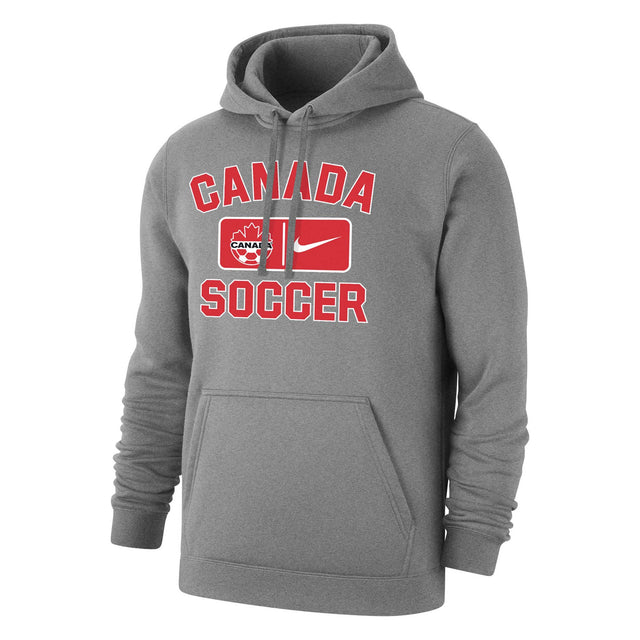 Nike Canada Soccer Logo et Swoosh hoodie de l'équipe nationale gris oxfort rouge homme