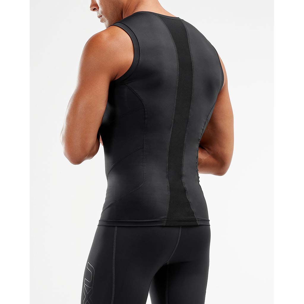 2XU men's compression sleeveless top black black rv3