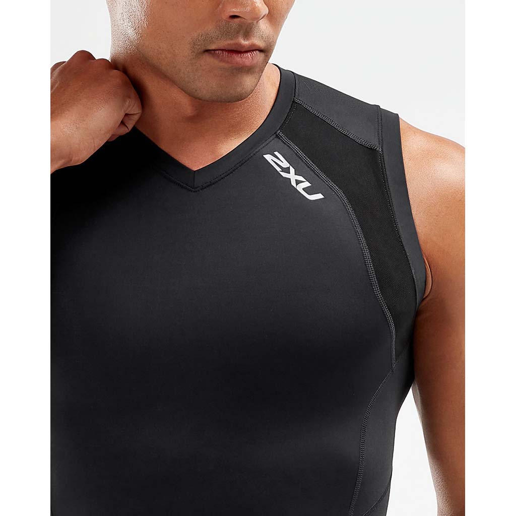 2XU men's compression sleeveless top black black cu2
