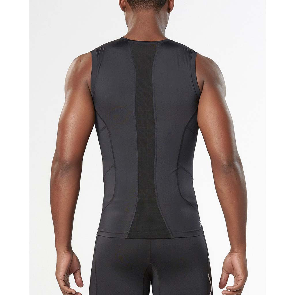 2XU men's compression sleeveless top black black rv