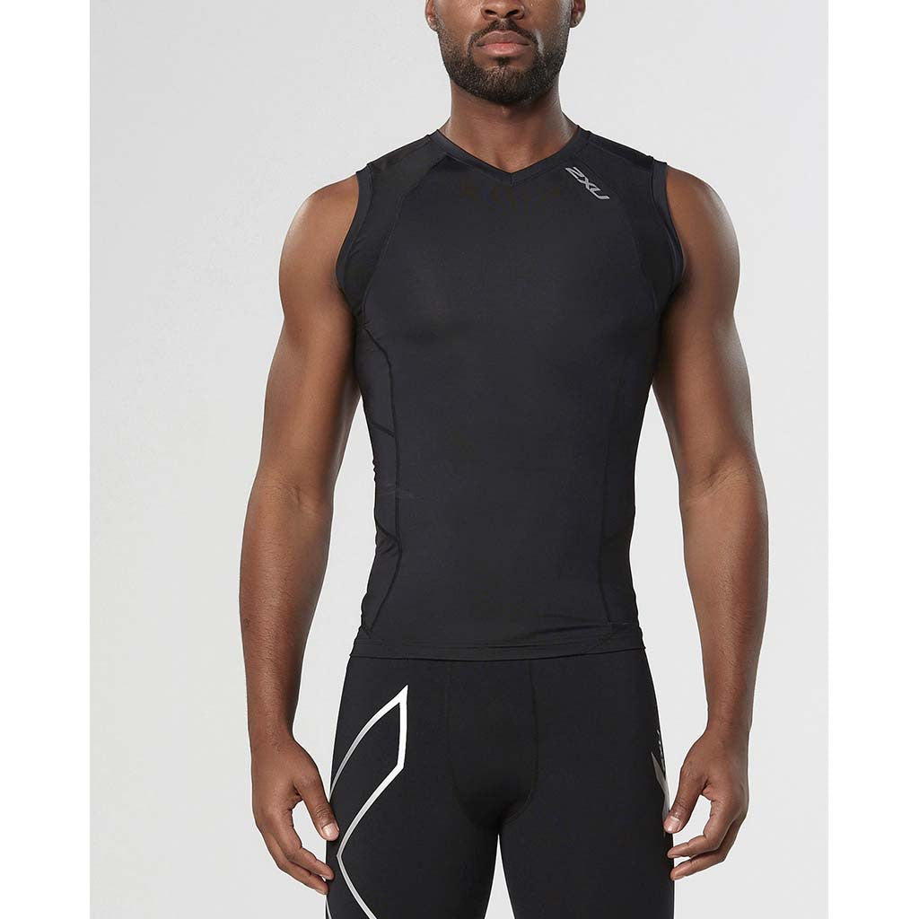 2XU men's compression sleeveless top black black fv