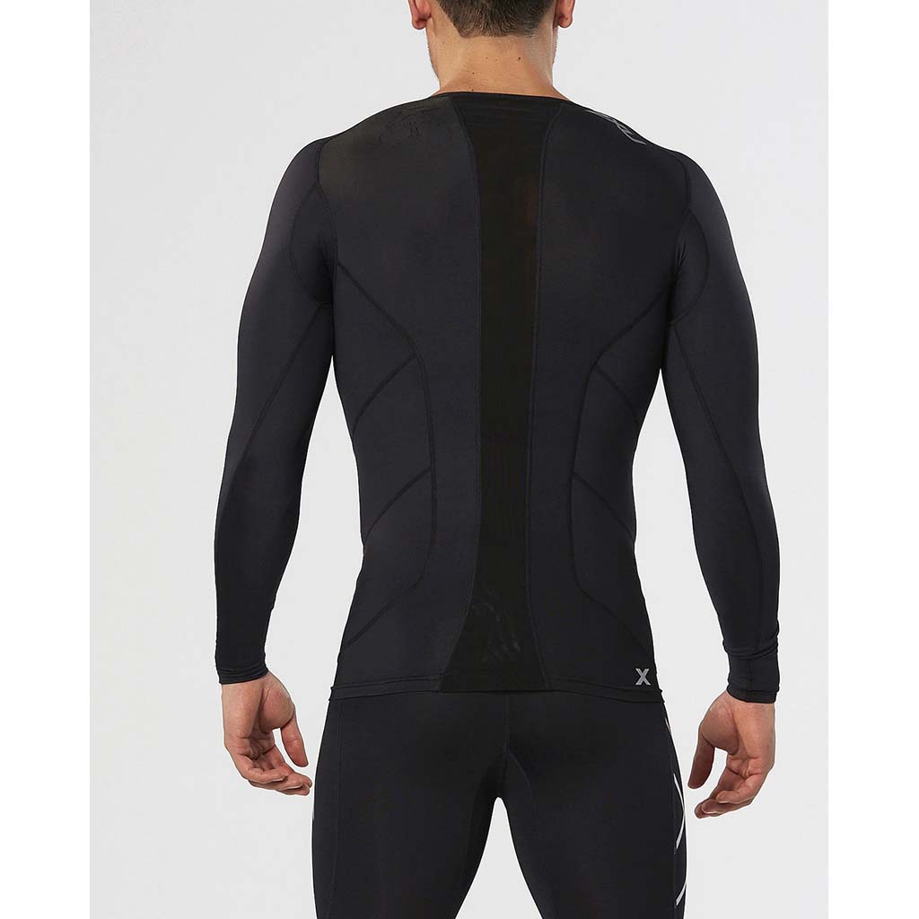 2XU chandail de compression manches longues sport noir pour homme vue dos