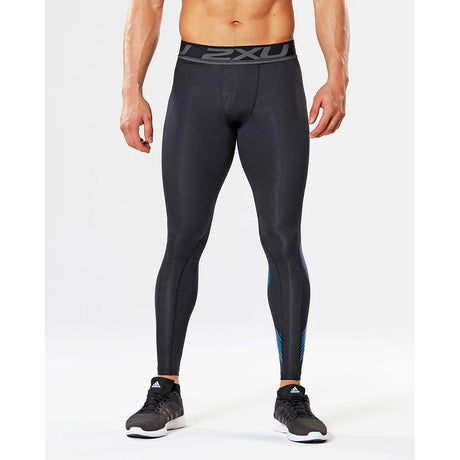 2XU Accelerate men's compression tights black arrow stripe