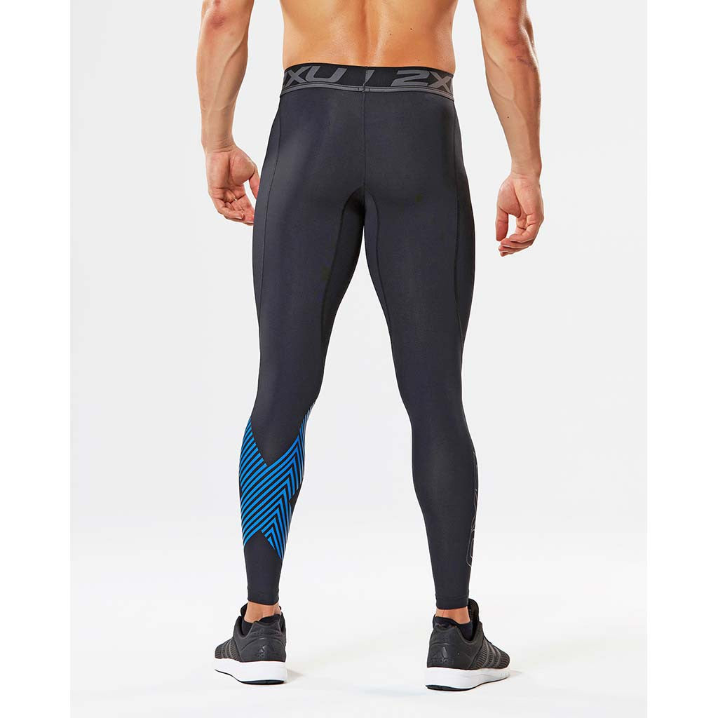 2XU Accelerate men's compression tights black arrow stripe rv