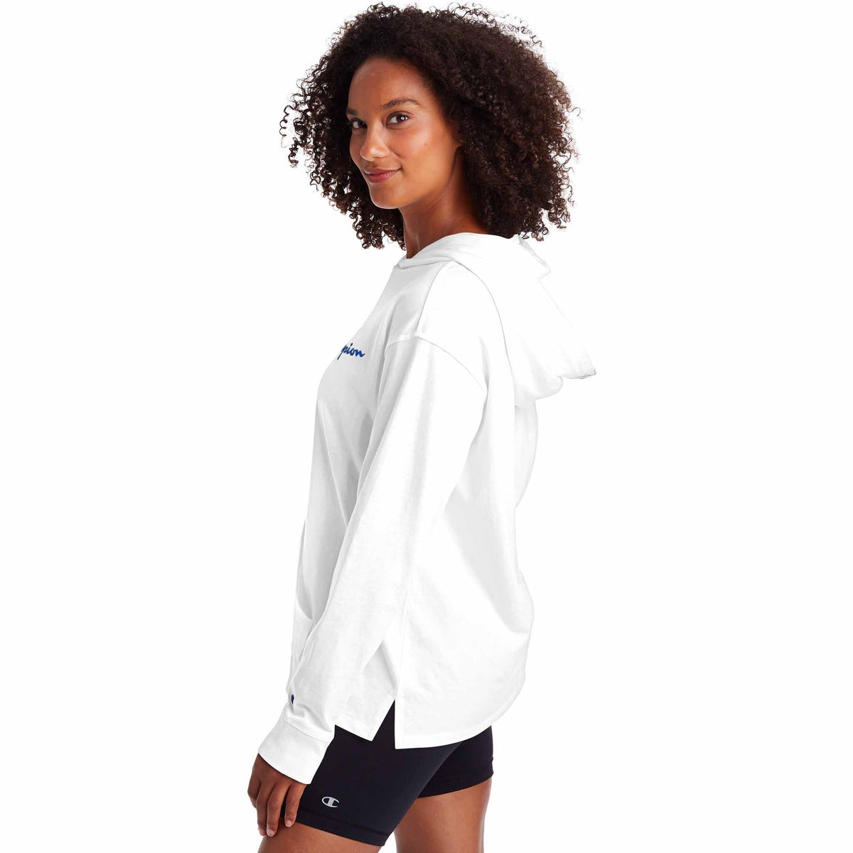 Champion Middleweight Hoodie Sweatshirt pour femme blanc angle