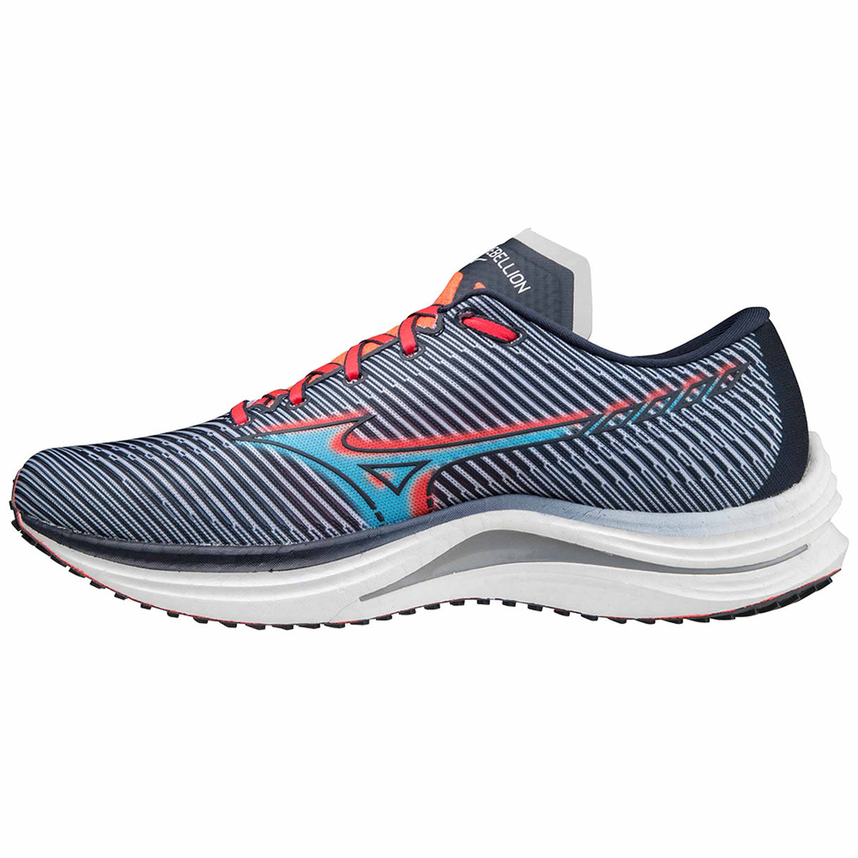 Mizuno Wave Rebellion chaussures de course à pied homme india ink scuba blue lateral