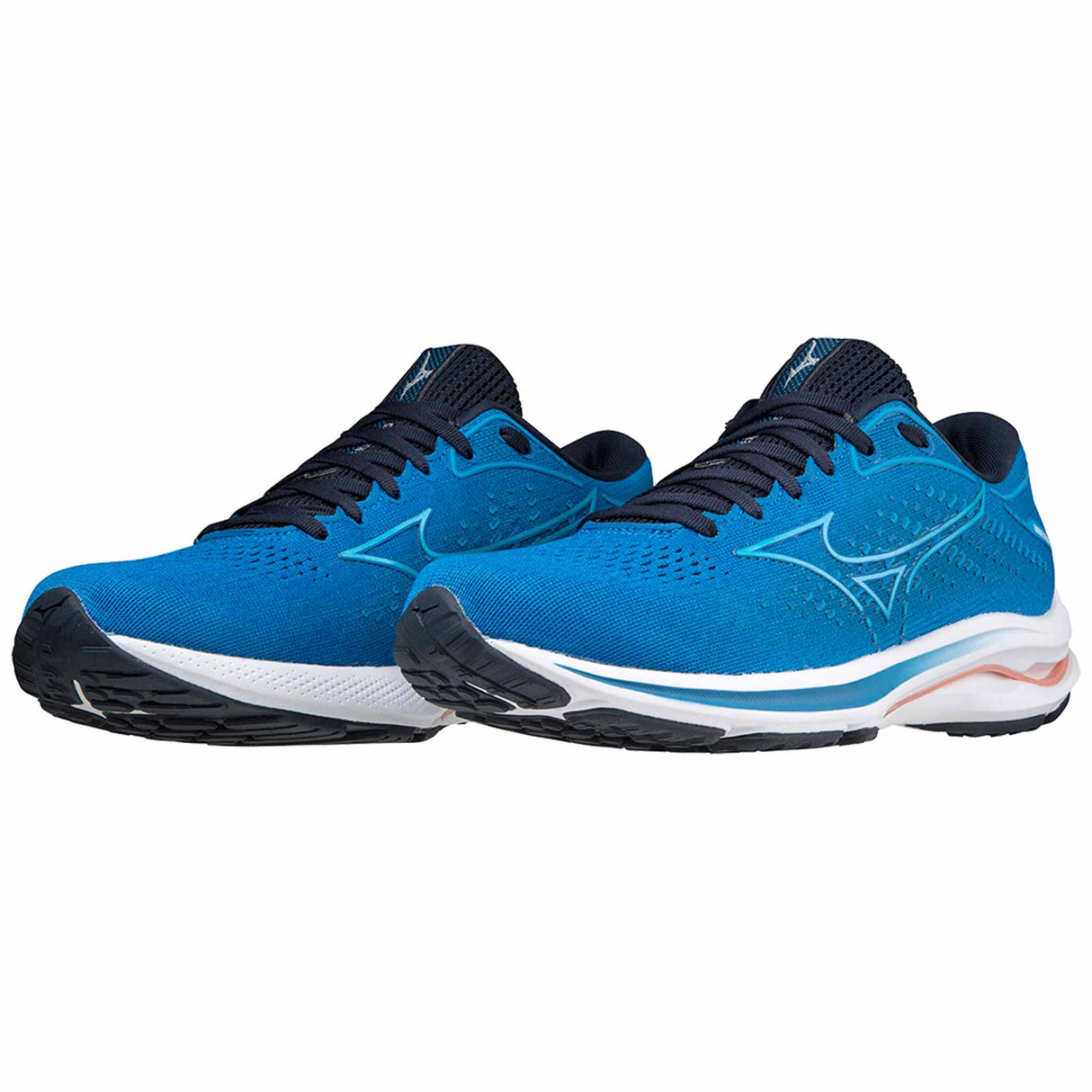 Mizuno Wave Rider 25 chaussures de course à pied pour femme - Imperial Blue/Vivid Blue paire angle