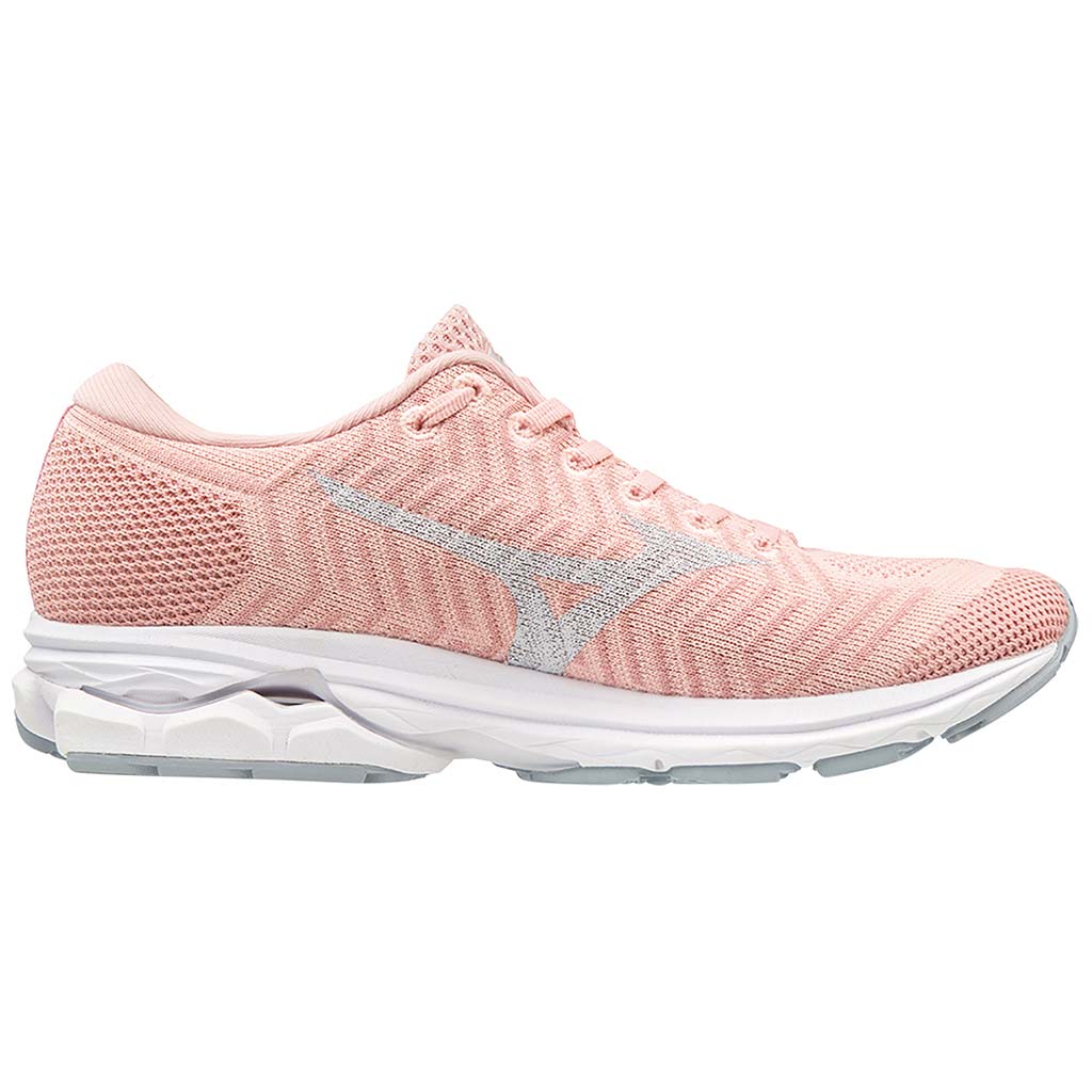 Mizuno Waveknit R2 chaussure de course a pied femme rose gris lv