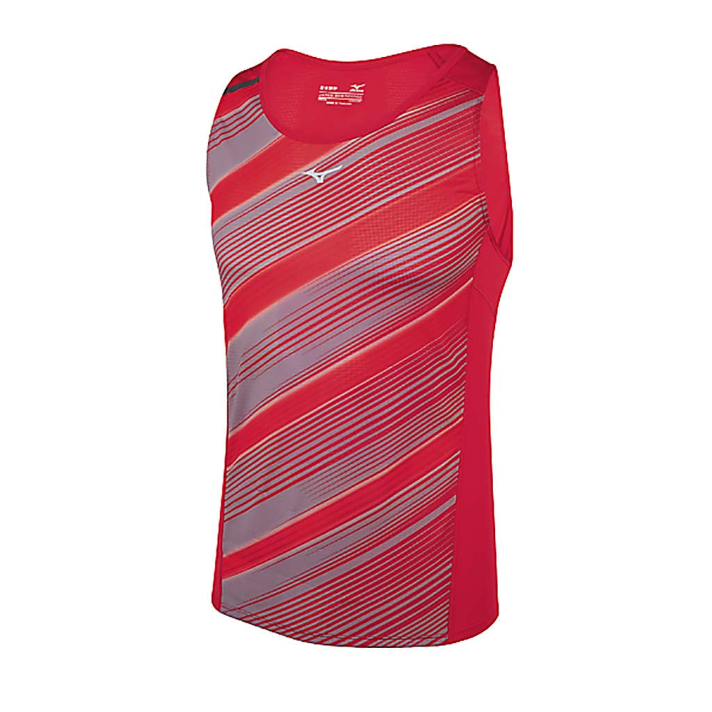 Mizuno Aero Singlet mens&#39; sleeveless running shirt red