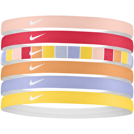 Nike printed 6pk bandeaux sport assortis pour cheveux washed coral red coral