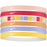 Nike printed 6pk bandeaux sport assortis pour cheveux washed coral red coral