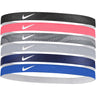 Nike printed 6pk bandeaux sport pour cheveux noir gris bleu