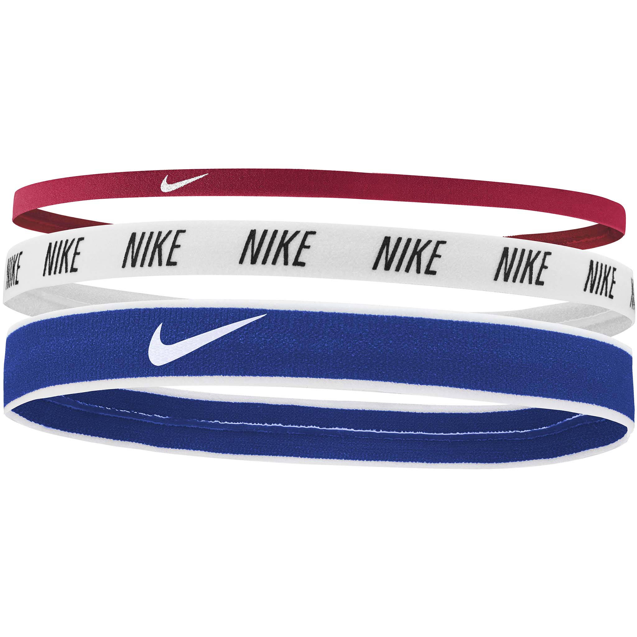 Nike Metallic Hairbands Headbands 3Pk Youth Kids Red/Pink/Photo Blue